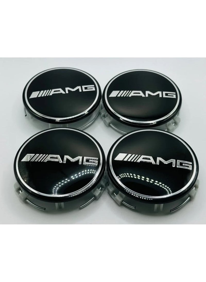 75mm Wheel Center Hub Caps Set of 4 Black AMG Style Alloy Rim Covers Easy Snap Fit Replacement Durable Wheel Center Caps Compatible with Mercedes Benz Vehicles - Image 5